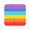 Pop it - antistress toy. Hand toy of square shapes in rainbow color with rubber push bubbles. Pop it fidgets. Vector